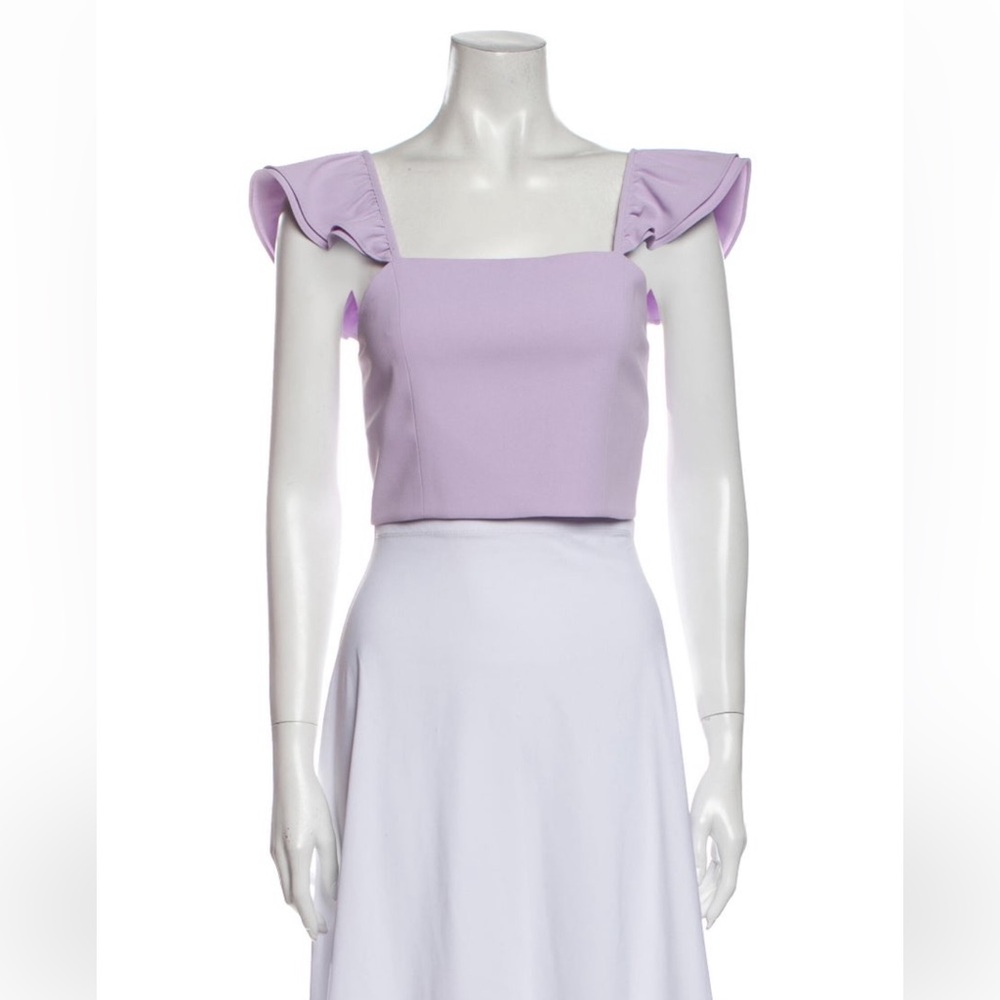 Alice + Olivia - Square Neckline Short Sleeve Crop Top